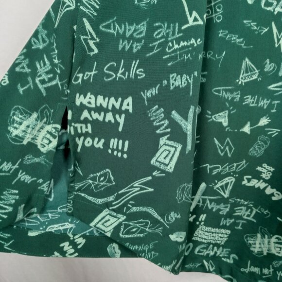 Melissa McCartney Seven Shirt Blouse Plus Size 2X Green Graffiti Long Sleeve Top - Picture 16 of 16